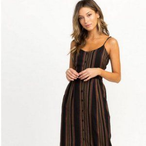 NWT RVCA Striped Button-Front Midi Dress, sz XL